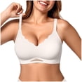 thumbnail image 4 of Alkepwun Sport Bras for Women Solid Wire-Free Push Up Side Boob Control Ruffled Trim Jelly Bra Full Coverage Deep V Neck U-Back Seamless Underwear, 4 of 5