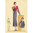 thumbnail image 2 of Vintage Fashion 13x18 Black Ornate Wood Framed with Double Matting Museum Art Print Titled - Sunday Dress in Periwinkle and Magenta, 2 of 4