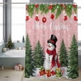 thumbnail image 2 of Shower Curtain 66"W x 72"L Snowman Christmas Trees Pink Texture Fabric Shower Curtains Set with Hooks Water Repellent Bathroom Curtains Machine Washable Bathroom Accessories, 2 of 7