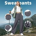 thumbnail image 5 of Wide Leg Sweatpants for Women Slim Fit Ribbed Elastic Waistband Breathable Open Bottom Hiking Trouser with Pockets, 5 of 9