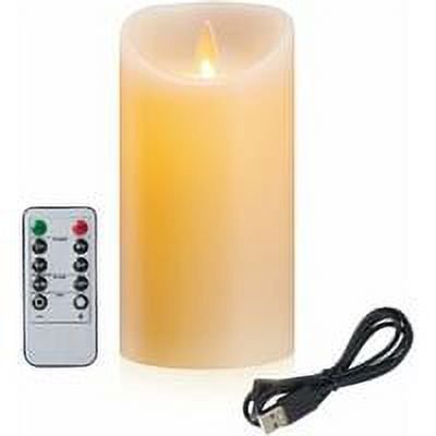 Vela D, Vela D Recargable de 12,5 Cm con Cargador USB, Vela D con Llama Parpadeante, Vela de Halloween con Control Remoto y Temporizador, para Navidad, Boda, Hogar, Decoraciones para Fiestas-Marfil