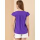 thumbnail image 5 of Camiseta Manga Tulipán Allegra K Cuello En V Básico Mujer Púrpura L, 5 of 6