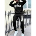 thumbnail image 2 of LovelyWholesale Long Sleeve Hooded Collar Letter Print Kangaroo Pocket Men's Tracksuit Set, 2 of 5