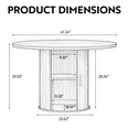 thumbnail image 2 of LAZZO 47" Round Dining Table with Storage, Modern Fluted Side Shelf, Seats 4-6 for Kitchen Dining Room, Natural Wood Color, 2 of 11