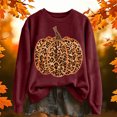 thumbnail image 4 of Halloween Leopard Print Pumpkin Graphic Pullover Crew Neck Long Sleeve Casual Sweatshirt Cozy Fall Winter Layering Top for Women L, 4 of 4