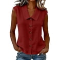thumbnail image 2 of Mifsaly Women Sleeveless Button Down Shirts Casual V Neck Tank Tops Summer Lightweight Business Casual Blouses Collared Office Work Linen Top L, 2 of 7