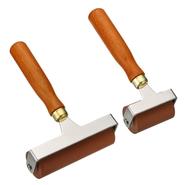 Rodillo de Caucho Uxcell 2" 4" Herramientas de Rodillo de Caucho Duro Antideslizante para Impresión de Papel Tapiz, 2 Tamaños 2 Paquete