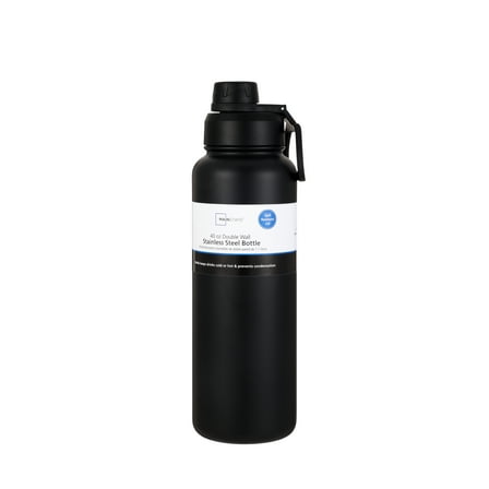 Mainstays 40 oz Black Stainless Steel Double Wall Water Bottle