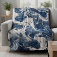 thumbnail image 2 of Marble Blue White Blanket Soft Cozy Warm Throw Blanket for Couch, Plush Fuzzy Flannel Fleece Blankets for Sofa, Vintage Abstract Artwork Bed Blankets Lightweight Gifts for Women, 50"x60", 2 of 9