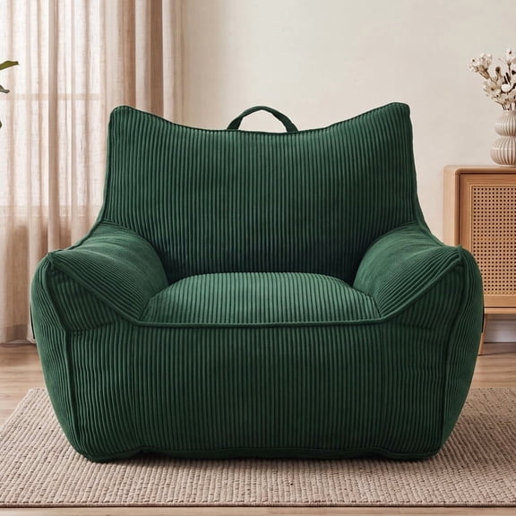 CarterChairr 35.5" Corduroy Bean Bag Chair, Lounge Chair Memory Foam Bean bag, Cozy Fluffy Chair with Pocket & Handle, Sofa Chair for Gaming, Reading