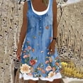 thumbnail image 1 of SMihono Robe d'Été pour Femmes Grande Taille Mode Femmes Décontractée Aguichant à Col Rond à Imprimé Floral Fausse Robe Deux Pièces Sans Manches, 1 of 3