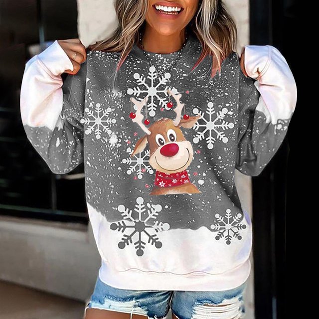 ICHUANYI Clearance Women Fashion Christmas Long Sleeves Tops Blouse Pullover Sweatshirt ICHUANYI "ICHUANYI"