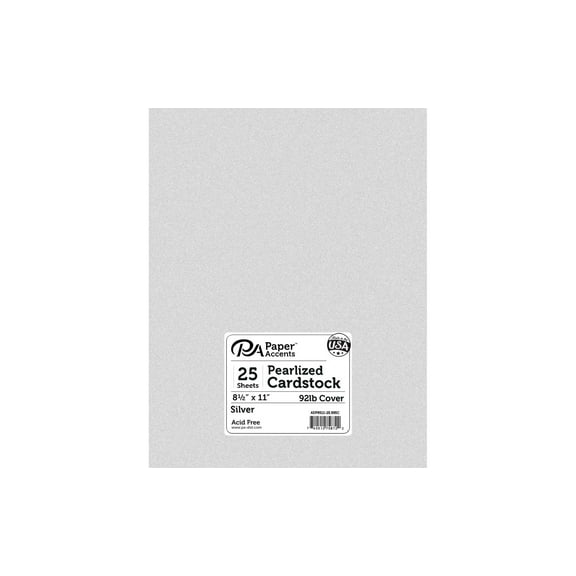 Paper Accents Cardstock 8.5"x 11" Pearlized 92lb Silver 25pc