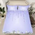 thumbnail image 2 of Feelyou Chic Bling Diamond Twin Sheet Sets for Kids, Blue Sequin Print Twin Fitted Sheet, Modern Fashion Flat Sheet, Microfiber Bedroom Decor, 3pcs, 2 of 7