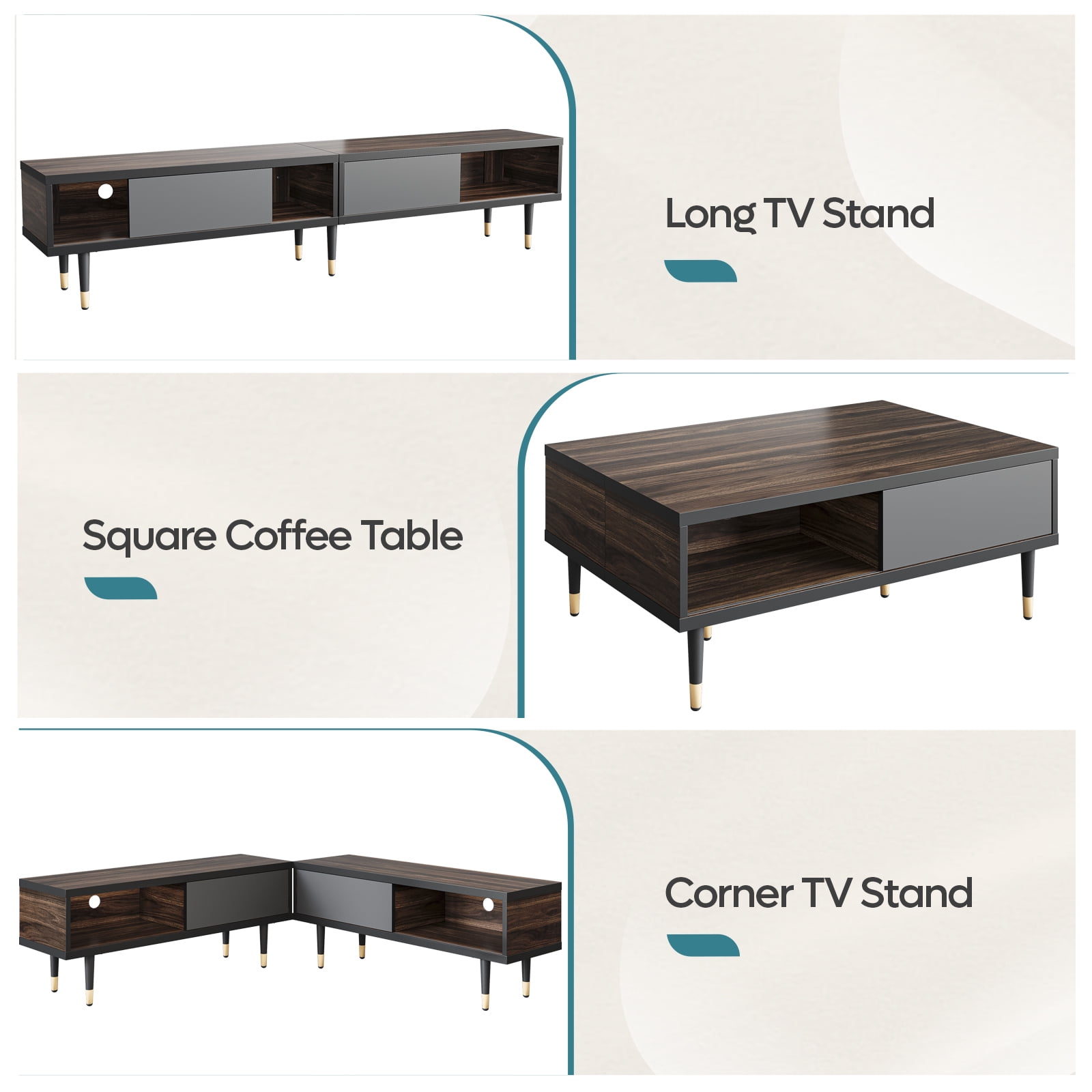 Bestier 80 inch Mid Century Modern TV Stand, 2 in 1 Reversible Entertainment Center with Storage and Sliding Doors, Ancona Walnut