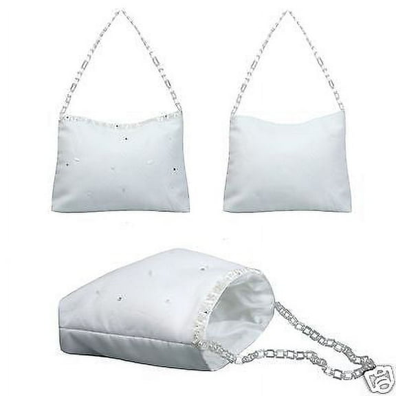 Girls White Purse Handbag Pearls for 1st Communion Bridal Wedding Flower Girl