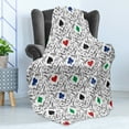 thumbnail image 4 of Gambling Soft Flannel Fleece Throw Blanket, Hearts Spades Diamonds and Blubs with Victorian Swirling Ornaments, Cozy Plush for Indoor and Outdoor Use, 50" x 70", Multicolor, by Ambesonne, 4 of 5