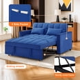 thumbnail image 5 of Hommoo Modern 3 in 1 Convertible Sleeper Sofa Bed, Pull Out Loveseat Couch Futon Sofa Bed with 3-Level Adjustable Back, Blue, 5 of 7