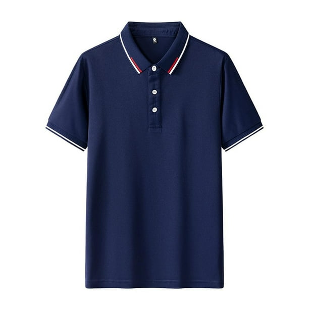 pstuiky camisetas para hombre, Camisa informal de manga corta con cuello vuelto, cómoda y lisa, para hombre camisas casuales para hombre xl