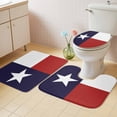 thumbnail image 2 of Blue Red White Texas Flag with Star,Bath Mat 3 Piece Bathroom Rug Set,Minimalistic Geometric Stripe Non Slip Bath Rug Contour Mat and Toilet Lid Cover,Absorbent Shower Mats Bath Rugs and Mats Sets, 2 of 8