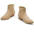 thumbnail image 6 of PUBOOM Women Faux Suede Ankle Boots Block Low Heel Chunky Cowboy Booties with Embroidery, 6 of 10
