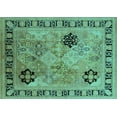 thumbnail image 1 of Ahgly Company Machine Washable Indoor Rectangle Oriental Turquoise Blue Industrial Area Rugs, 8' x 10', 1 of 4