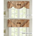 thumbnail image 4 of Wooden Door Texture Vintage Window Curtain Kitchen Cabinet Coffee Tie-Up Valance Curtain Rod Pocket Short Curtain, 4 of 6