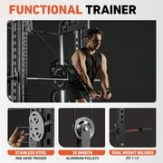 Mikolo Smith Machine, All-in-One Power Rack Cage with Vertical Leg Press, 2000LBS Power Cage Squat Rack with Smith Bar, Dual Pulley Cable Crossover System for Home gym