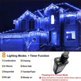 thumbnail image 2 of LED Christmas Lights, 99ft 1216 LED 8 Modes, Curtain Fairy String Light Clear Wire LED String Decor for Christmas Thanksgiving Halloween Party Backdrops Decorations (Blue), 2 of 6