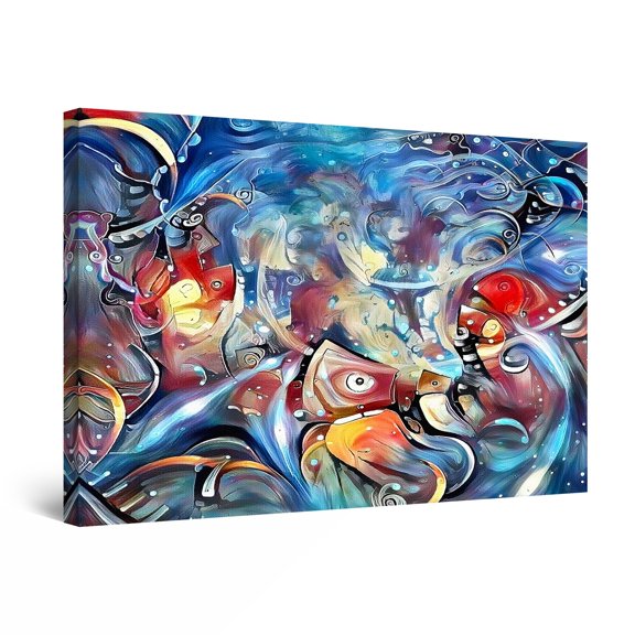 Startonight Canvas Wall Art Abstract - The Hidden World of Marine Creatures Painting - Large Artwork Print for Living Room 32" x 48"