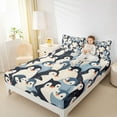 thumbnail image 4 of Manfei Cartoon Penguin 3pcs Twin Sheet Sets for Kids Teens,Kawaii Animal Wildlife Twin Fitted Sheet,Merry Christmas Breathable Flat Sheet,Breathable Home Decor, 4 of 7