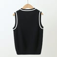 thumbnail image 3 of Knitted V Neck Sleeveless Pullover Sweater Vest for Boys and Girls Soft School Uniform Style Comfortable Fit, 3 of 3