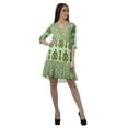 thumbnail image 3 of Moomaya Printed 3/4 Sleeve Georgette V-Neck Plus Size Clothing For Women Dress, 3 of 6