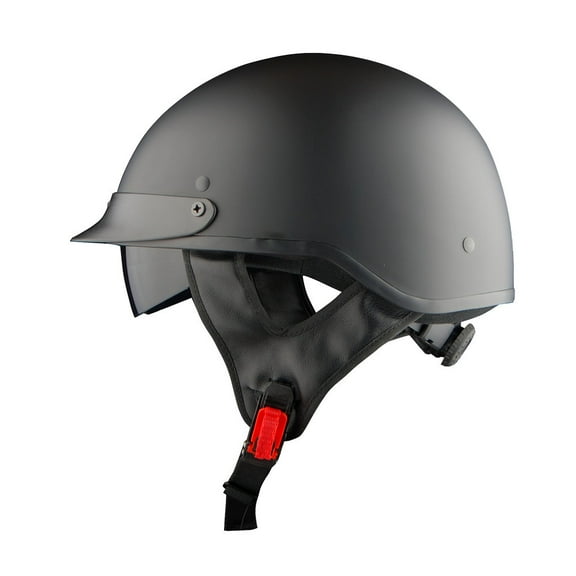 1Storm Motorcycle Half Face Helmet Mopeds Scooter Pilot with retratable Inner Smoked Visor HKY205V, Matt Black