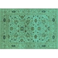 thumbnail image 1 of Ahgly Company Machine Washable Indoor Rectangle Oriental Turquoise Blue Industrial Area Rugs, 4' x 6', 1 of 4