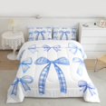 thumbnail image 2 of Feelyou Blue Cartoon Kids Bedding Comforter Set, Kawaii Ribbon Bowknot Twin Comforter Sets, Princess Bow-tie Theme Reversible Bedding Set, Ultra Soft Home Decor, 2pcs, 2 of 8