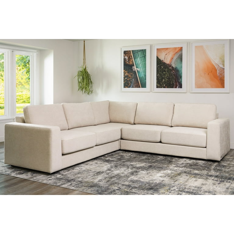 Devon Claire Elizabeth Stain Resistant Fabric 3 Piece Sectional Sand