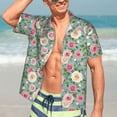 thumbnail image 5 of KLL Men's Hawaiian Shirt Short Sleeve Button Down Beach Shirts-Rose Flowers, 5 of 5