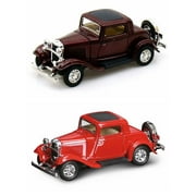 1932 Ford 3-Window Coupe Diecast Car Package - Two 1/43 Scale Diecast Model Cars