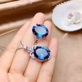 thumbnail image 3 of Womens Copper Geometric Ring with Simulated Dark Blue Zircon Diamond Treatment Round Female Jewelry Fashion Ring and Necklace Gift for Her, 3 of 5