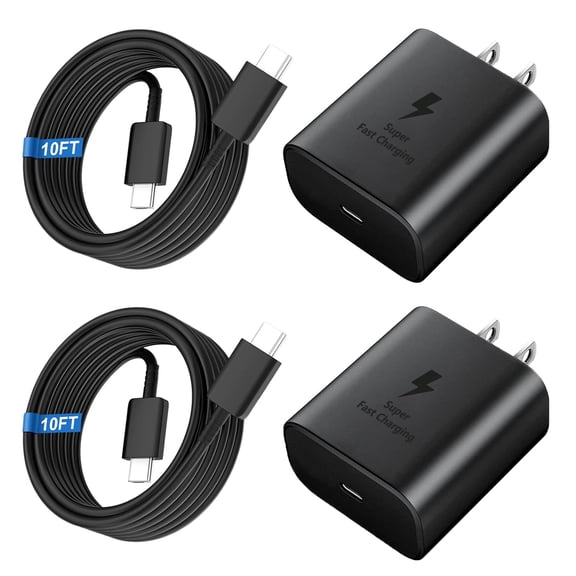 Super Fast Charger Type C, 2Pack 45W USB C Fast Charging Block Wall Charger with 2*10FT Android Phone Charger Cable Compatible with Samsung Galaxy S26/S26 Ultra/S25/S24/S23 Ultra/S23 /S22/S21/S20