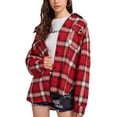 thumbnail image 1 of Seyurigaoka Women Juniors Shacket, Adults Plaid Turn-Down Collar Long Sleeve Tops Blouse, 1 of 5