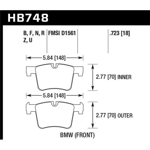 Hawk Performance HB748Z.723 Plaquettes de Frein avant pour 13-14 BMW 328i-328i xDrive & 2014 428i-428i xDrive PC