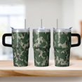 thumbnail image 2 of Camo 20oz Stainless Steel Tumbler with Handle and Straw – Insulated Travel Cup with Sliding Lid, 360° Full Wrap Printed Mug for Home, Outdoor & Sports Use, Camouflage, 2 of 6