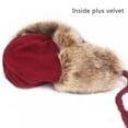 thumbnail image 4 of Women Winter Peruvian Beanie Hat Ski Cap Fleece Lined Ear Flaps Dual Layered Pompoms, 4 of 4
