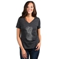 thumbnail image 2 of Pineapple Sketch Women's Fashion Relaxed V-Neck T-Shirt Tee Charcoal Grey Small, 2 of 3