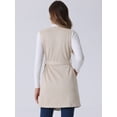 thumbnail image 4 of DARING DIVA Women's Suede Lapel Collar Tie Waist Blazer Jackets XL Beige, 4 of 6