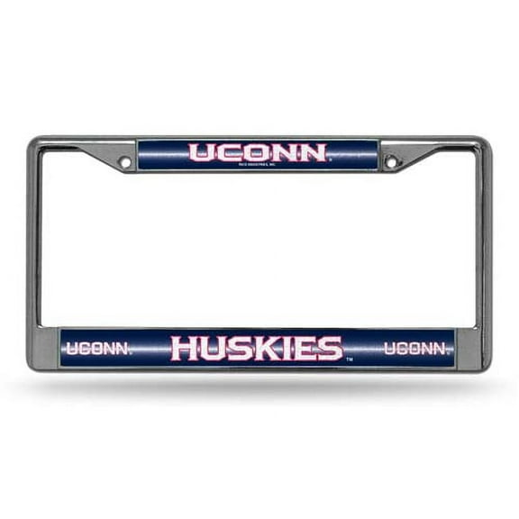 UCONN Huskies NCAA Sparkly Glitter Bling Look Chrome License Plate Frame  - Connecticut