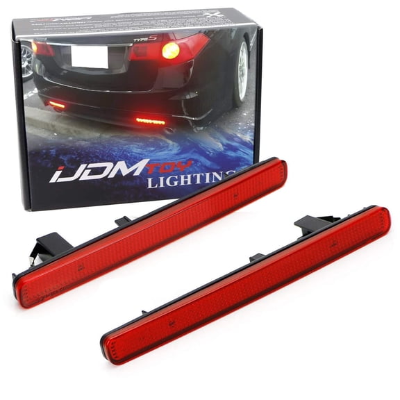 Red Lens 48-SMD LED Bumper Reflector Lights For 09-14 Acura TSX (Euro Accord) Function as Tail, Brake & Rear Fog Lamps