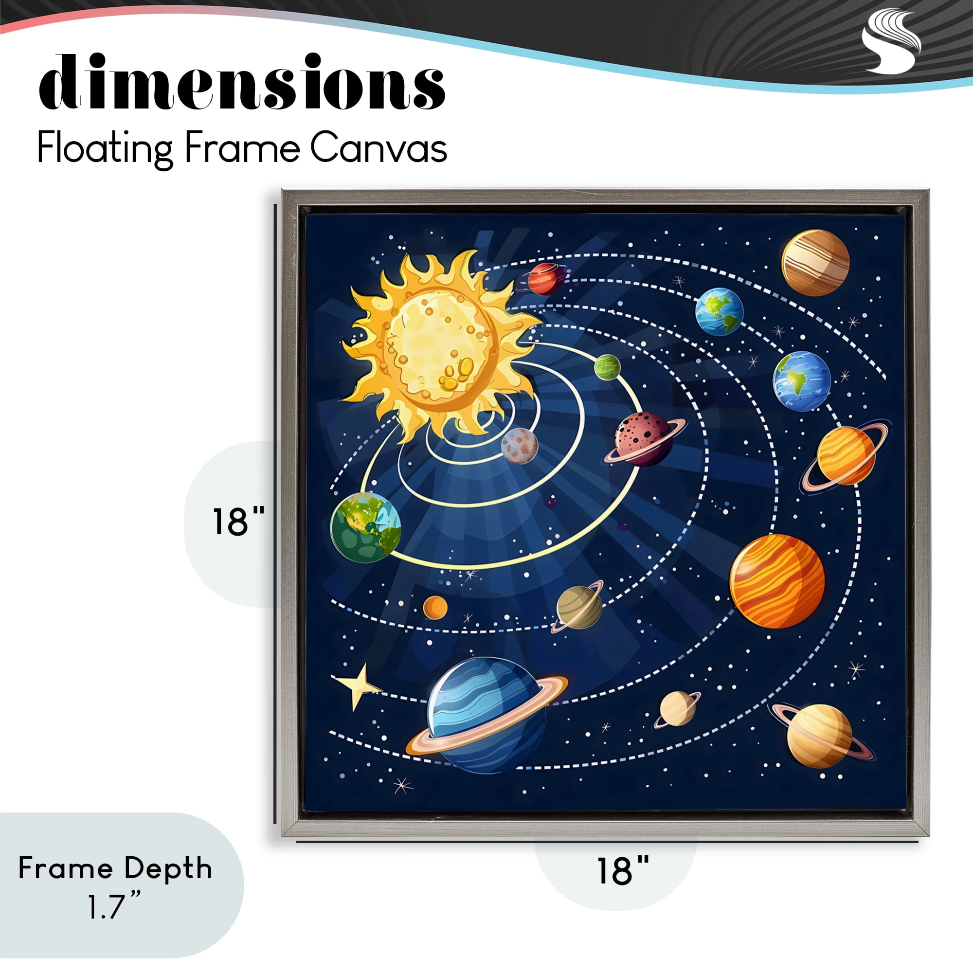 Stupell Industries Planets In Orbit Gray Framed Floater Canvas Wall Art, design by Creative Studio